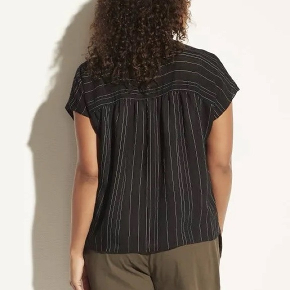 🖤 PLUS VINCE BLACK WHITE STRIPE LOOSE FIT V-NECK SHORT SLEEVE TOP/TUNIC! - Picture 14 of 16